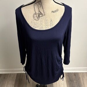 Y2k Soho Navy Blue Scoop Neck Blouse